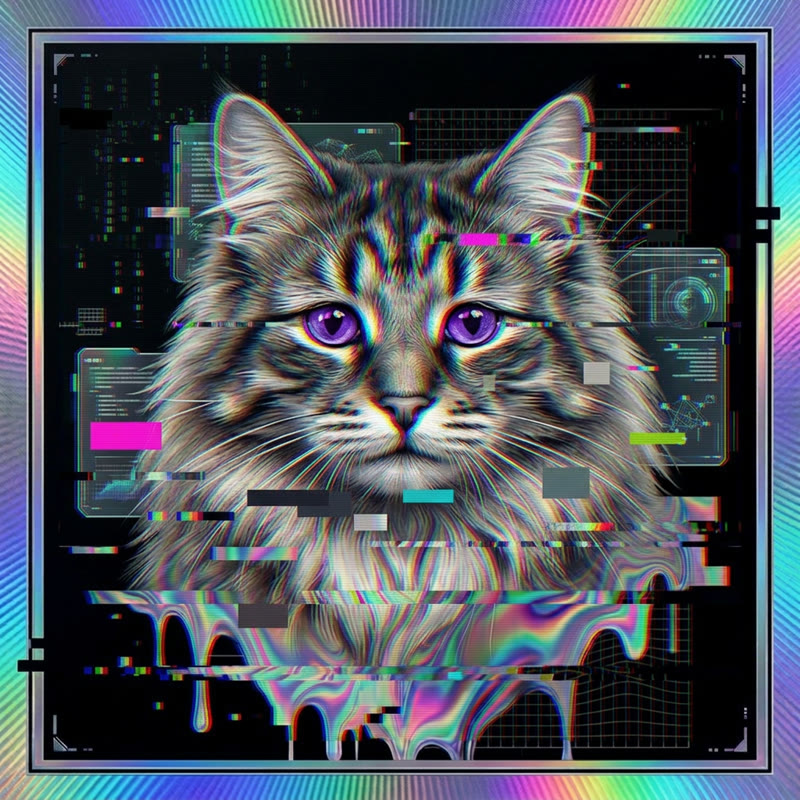 #158 Norwegian Forest holo cat