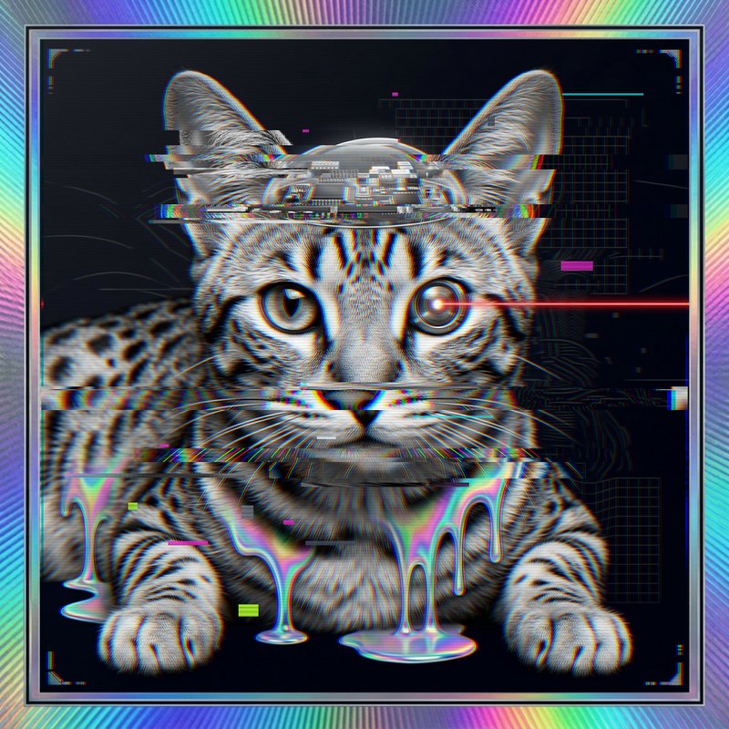 #052 Egyptian Mau holo cat