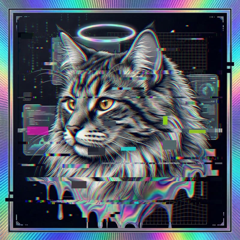 #218 Norwegian Forest holo cat