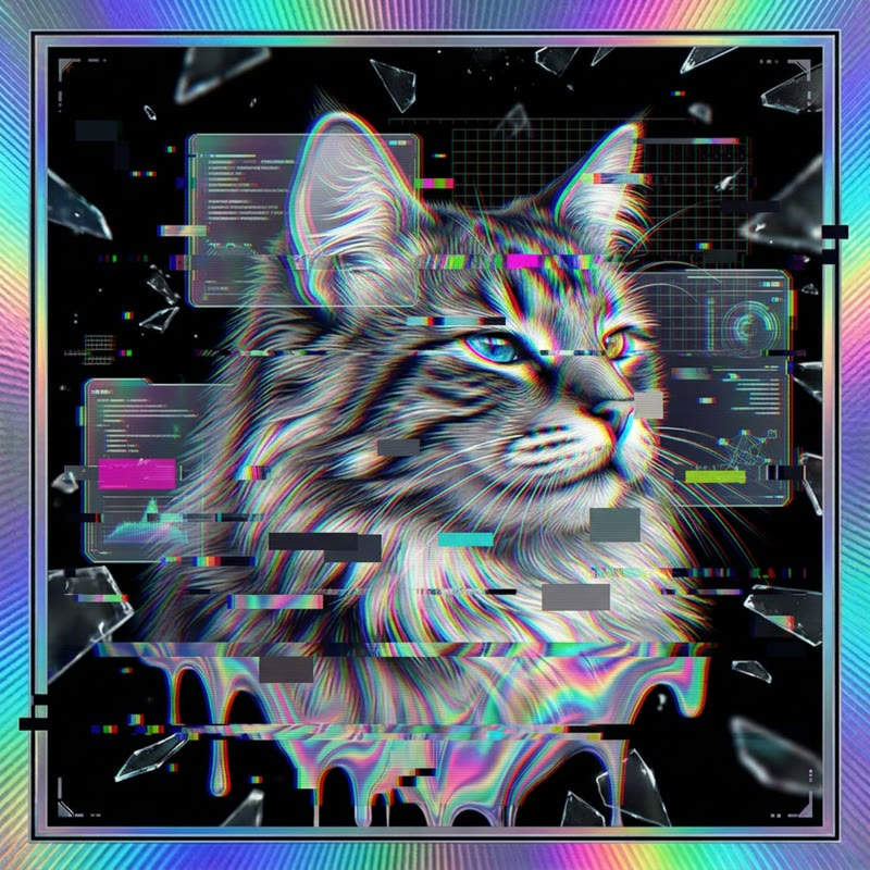 #170 Norwegian Forest holo cat