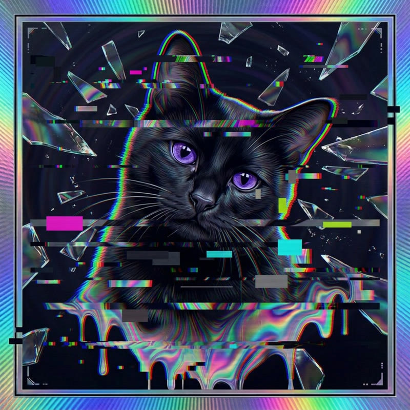 #237 Jet-black shorthair holo cat