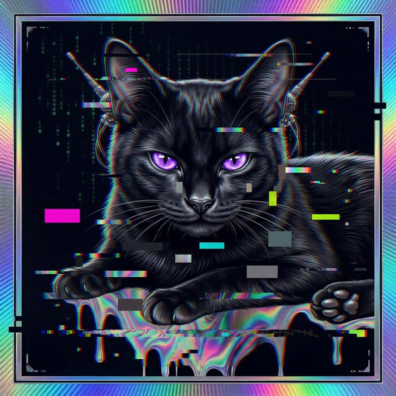 #178 Jet-black shorthair holo cat