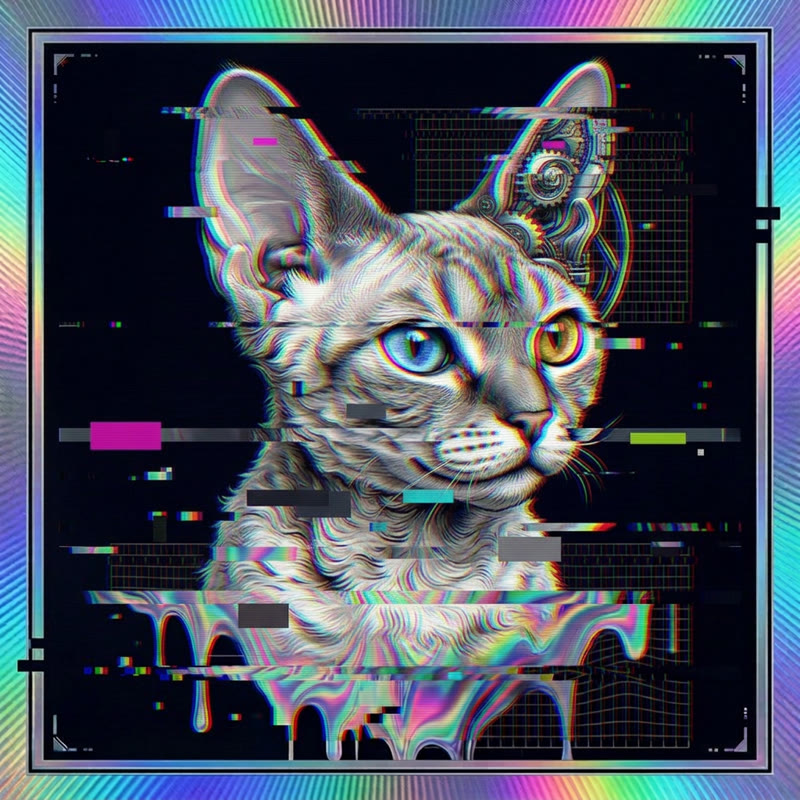 #286 Devon Rex holo cat