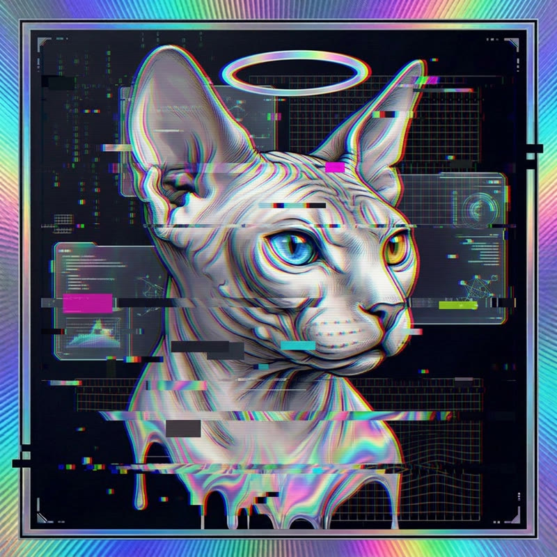#293 Sphynx holo cat