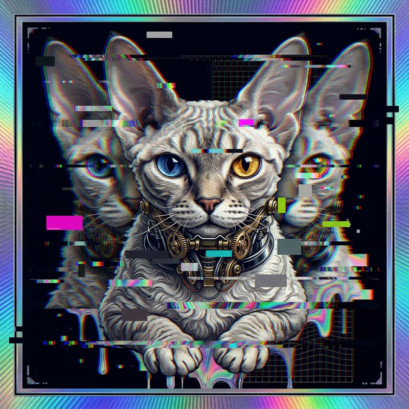 #320 Devon Rex holo cat