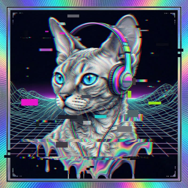 #199 Devon Rex holo cat