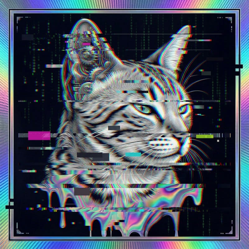 #190 Egyptian Mau holo cat