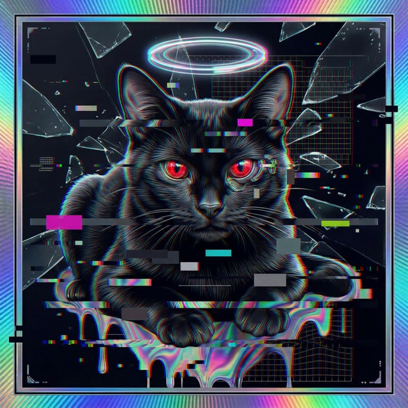 #310 Jet-black shorthair holo cat