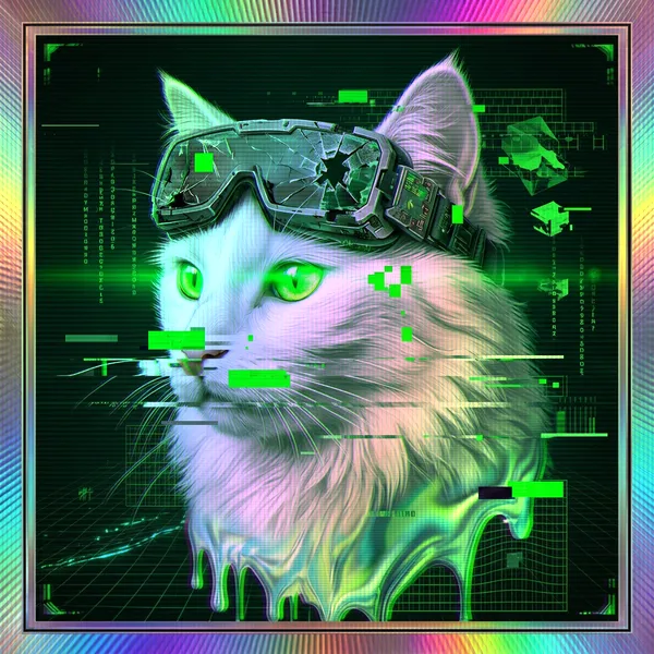 HOLOCATS #888 Green Matrix cat