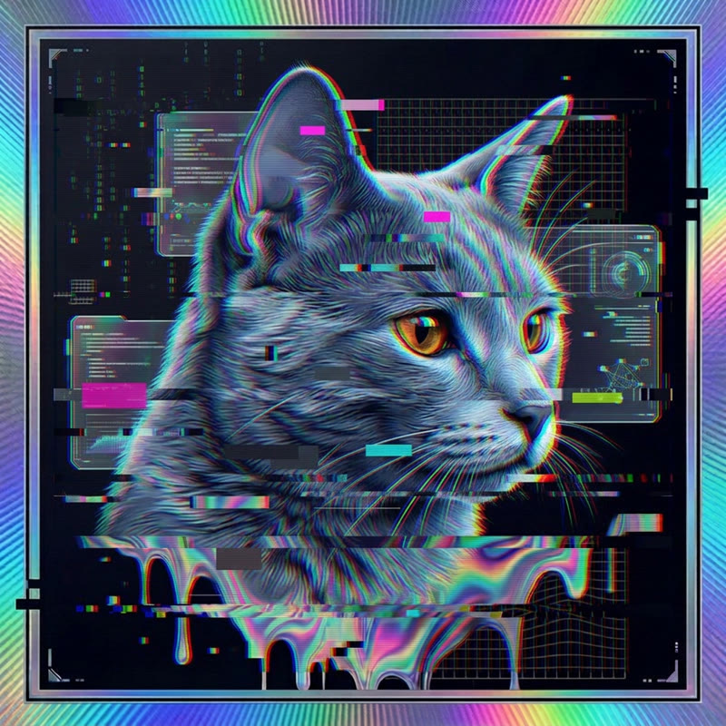 #200 Russian Blue holo cat