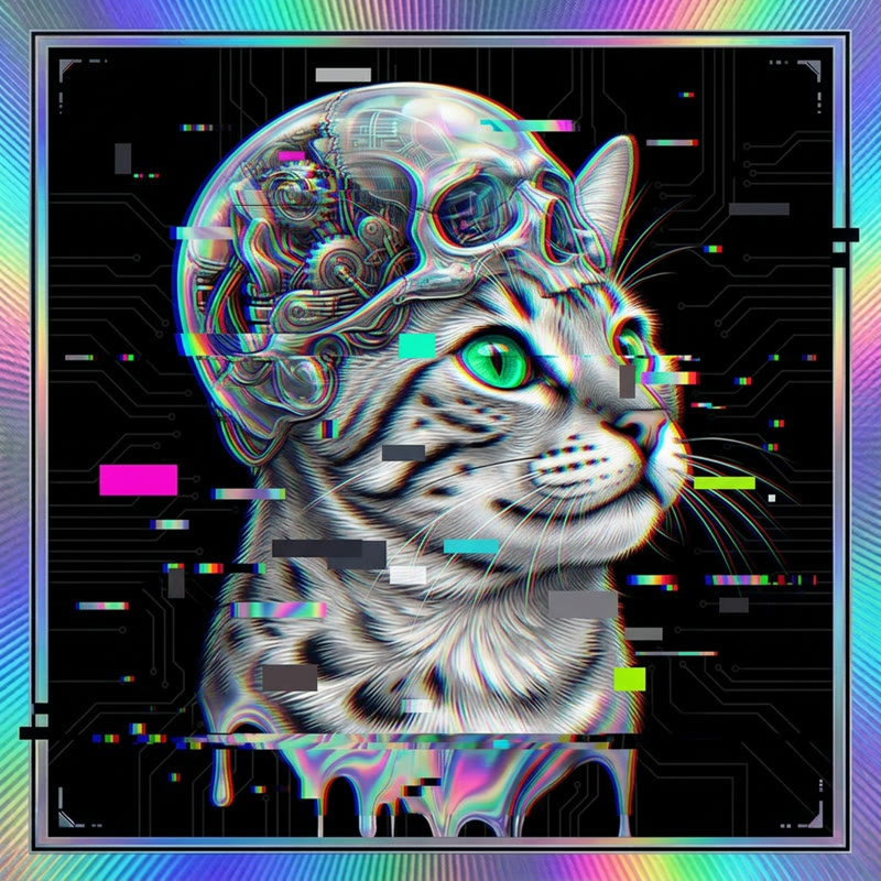 #228 Egyptian Mau holo cat