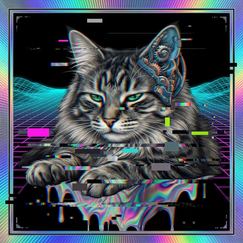 #194 Norwegian Forest holo cat