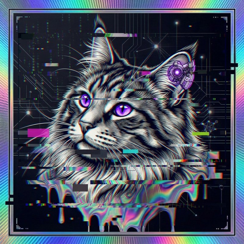 #105 Norwegian Forest holo cat