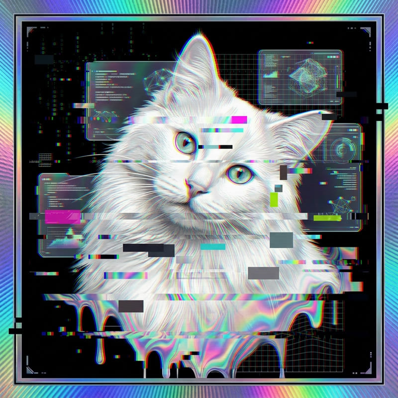 #277 White Turkish Angora holo cat