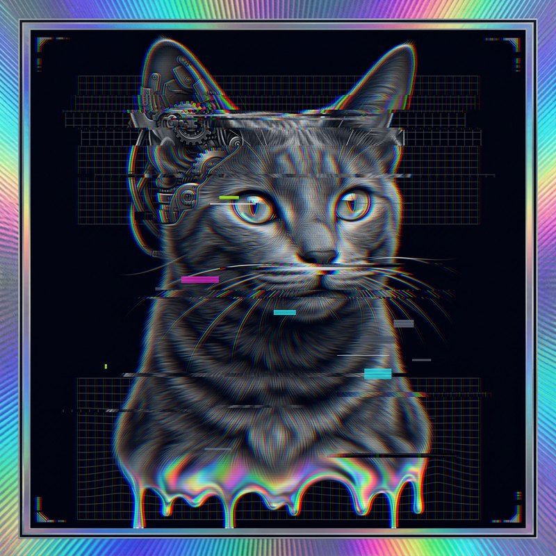 #098 Russian Blue holo cat