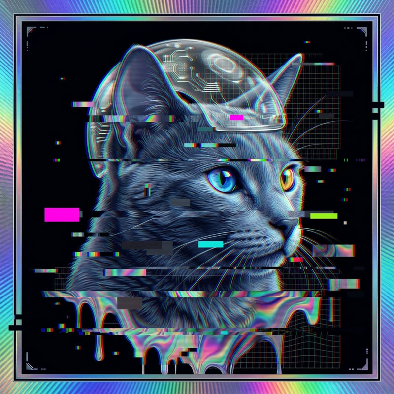 #121 Russian Blue holo cat