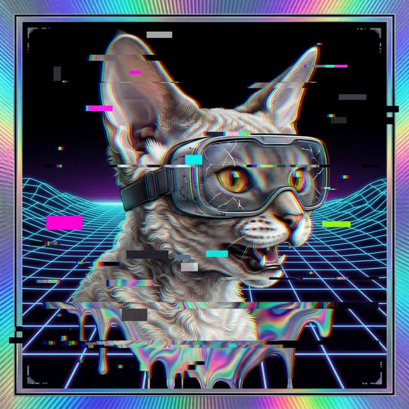 #126 Devon Rex holo cat
