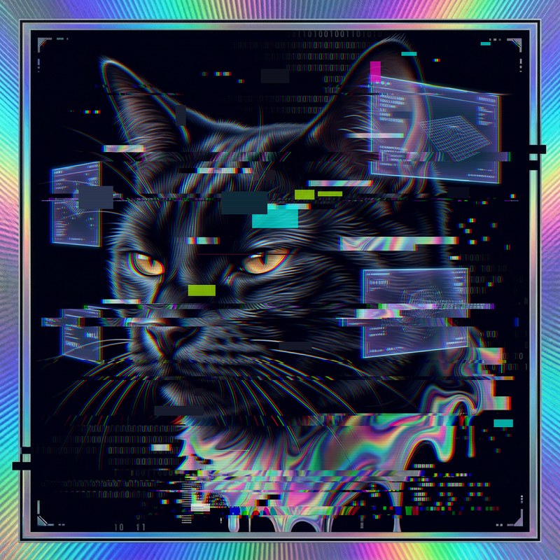 #024 Jet-black shorthair holo cat