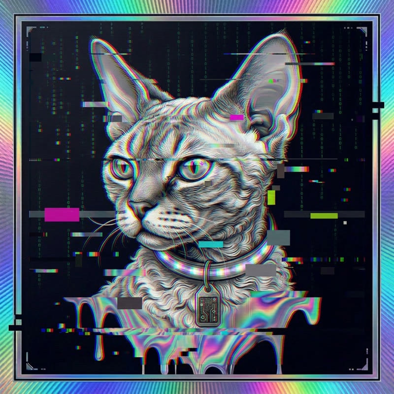 #245 Devon Rex holo cat