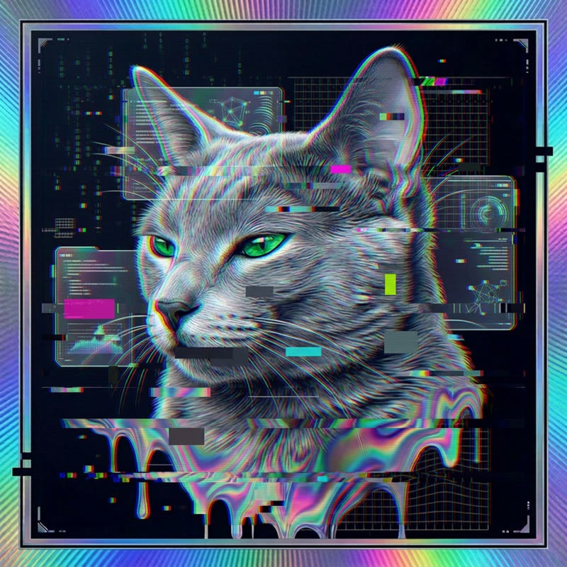 #165 Russian Blue holo cat
