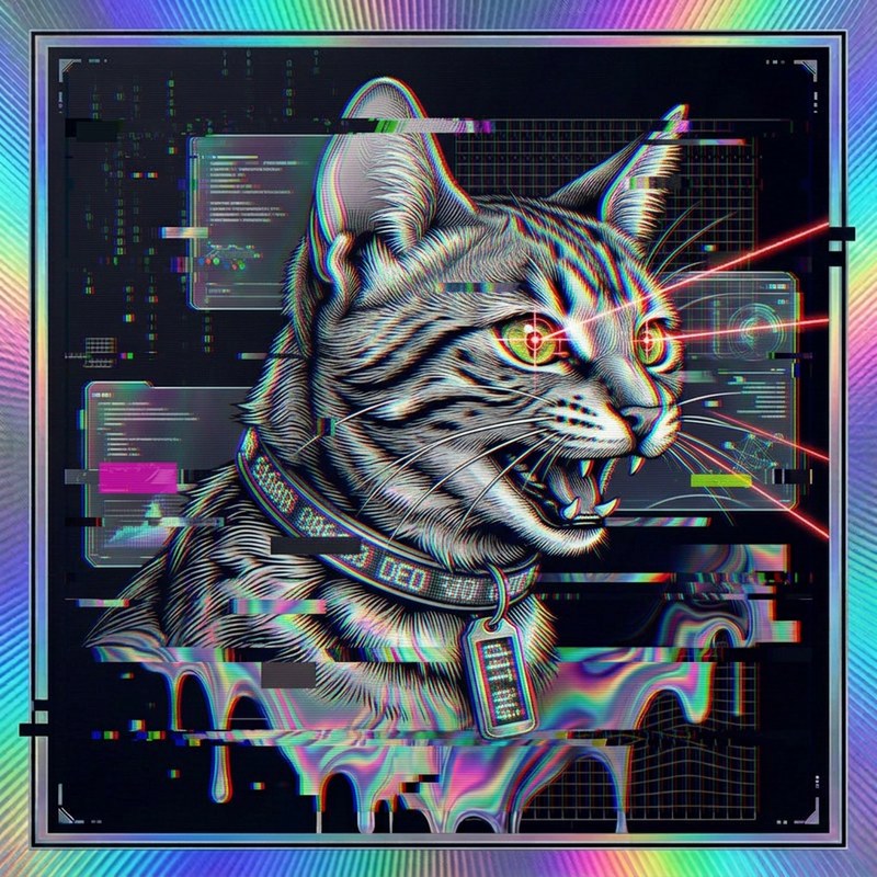 #040 Egyptian Mau holo cat