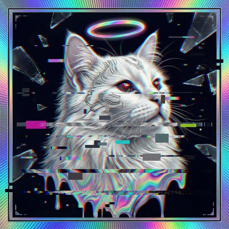 #272 White Turkish Angora holo cat