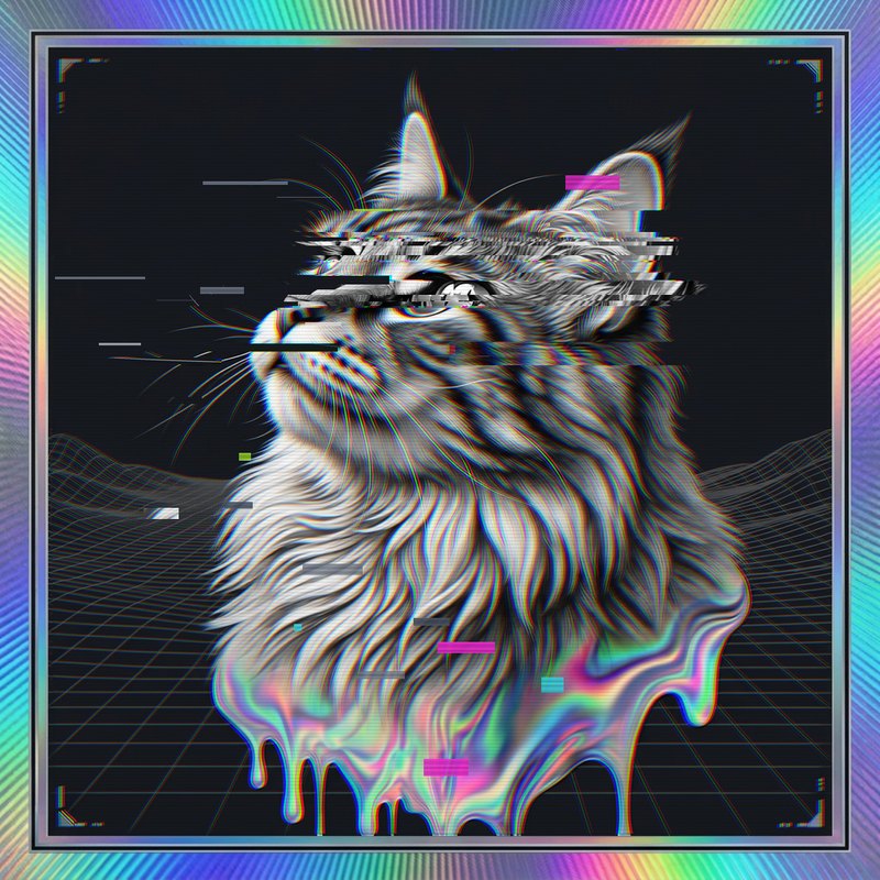 #076 Norwegian Forest holo cat