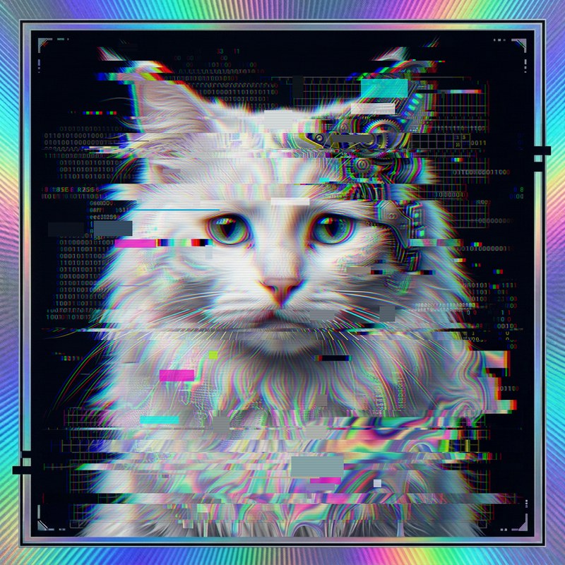 #026 White Turkish Angora holo cat